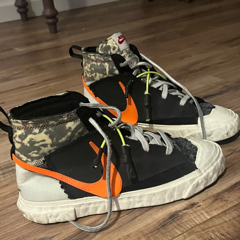 Nike Kids High-Top Sneakers - Black, Orange, and White